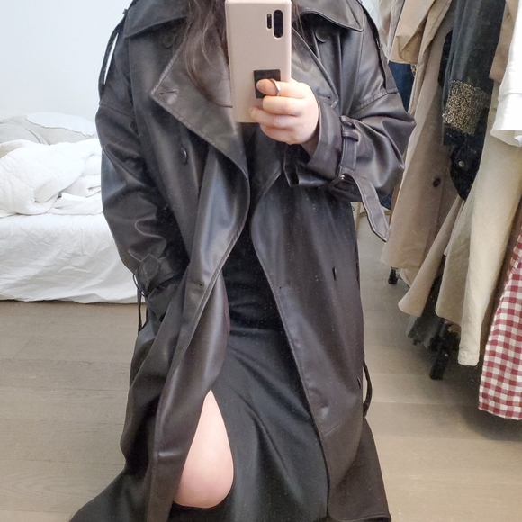 Zara Leather Trench Long Coats.🤎 - Picture 7 of 10